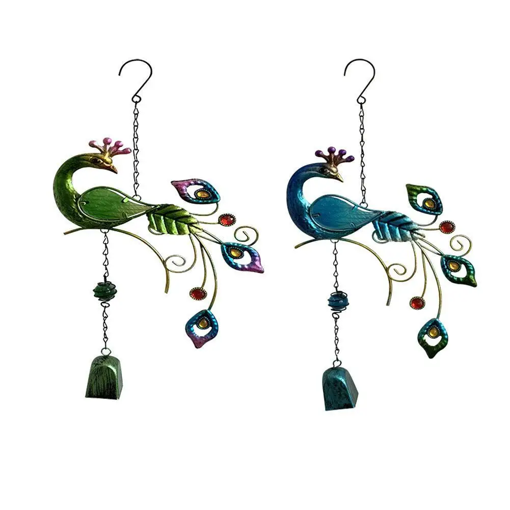 

Peacock Wind Chime Pendant Iron Art Stained Glass Peacock Home Balcony Outdoor Pendant Decorations Ornaments Garden V2R2