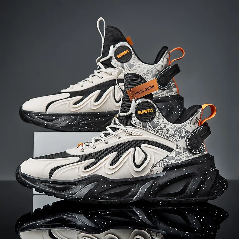 

2021 national tide old shoes men's running shoes high-top thick-soled trend luminous wild sneakers men's sports casual shoes