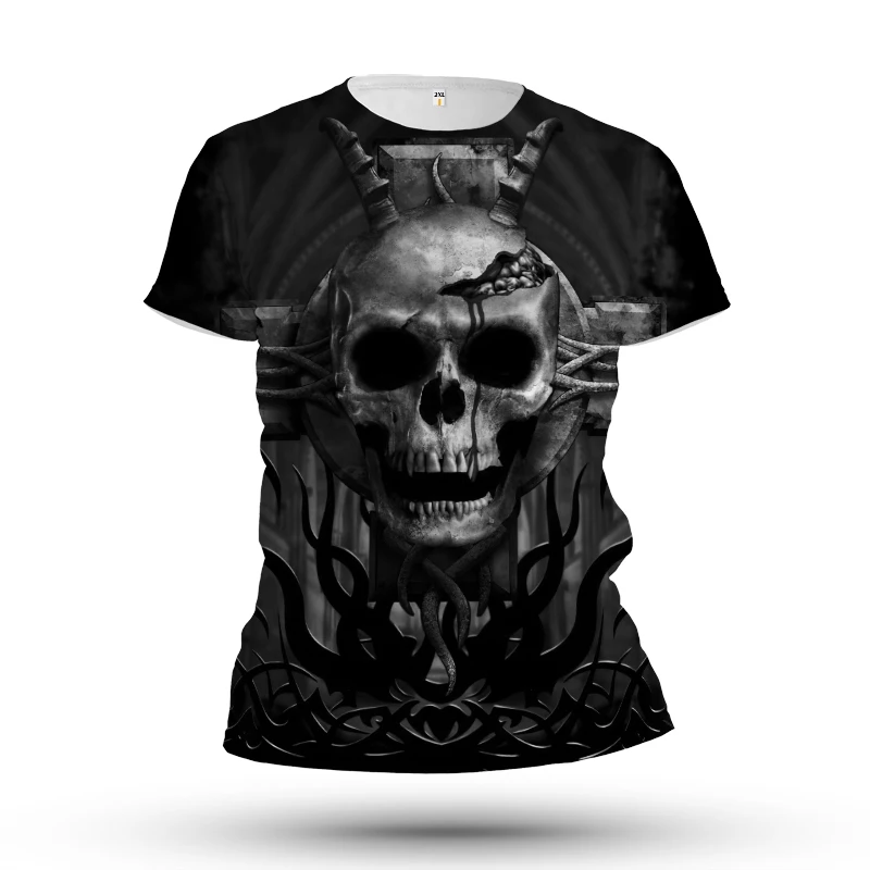 

Fashionable 3D Printing Men's T-shirt With Skull Pattern Street Personality Trend Loose Oversized Top Quality Fabric