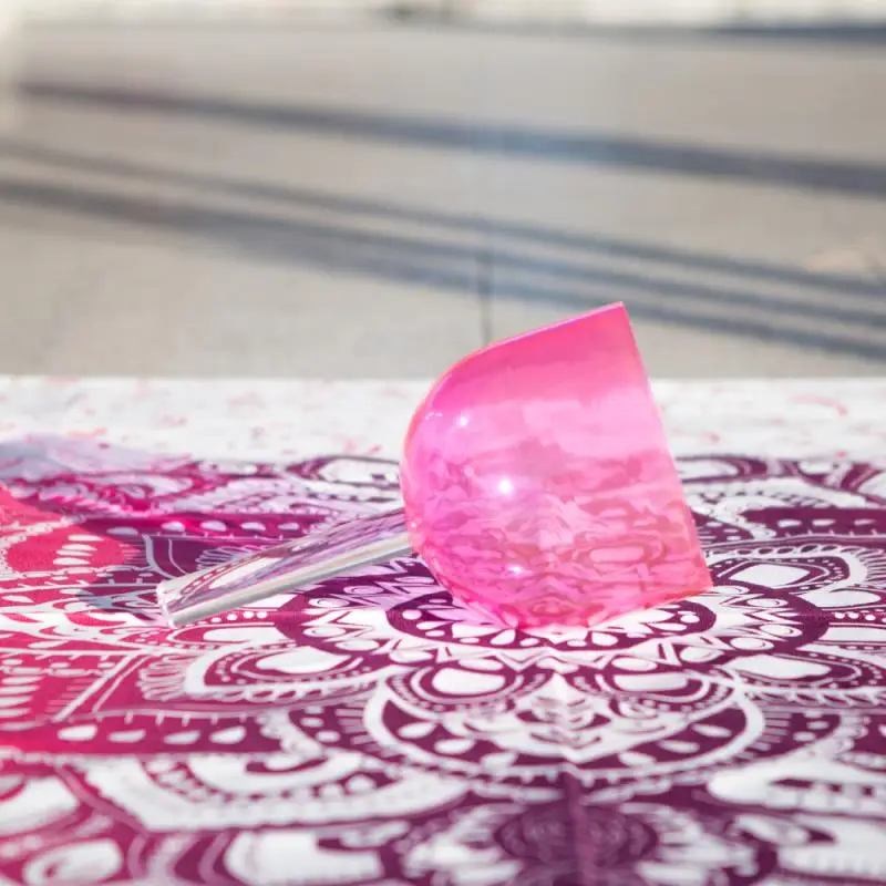 5 дюймов прозрачный розовый цветной кварцевый поющая чаша с ручкой + один