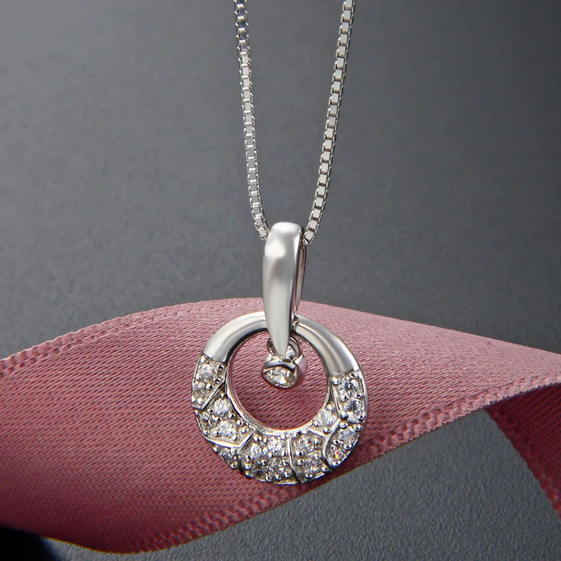

Diamond zircon necklace S925 Sterling Silver Pendant for women simple fashion clavicle chain accessories