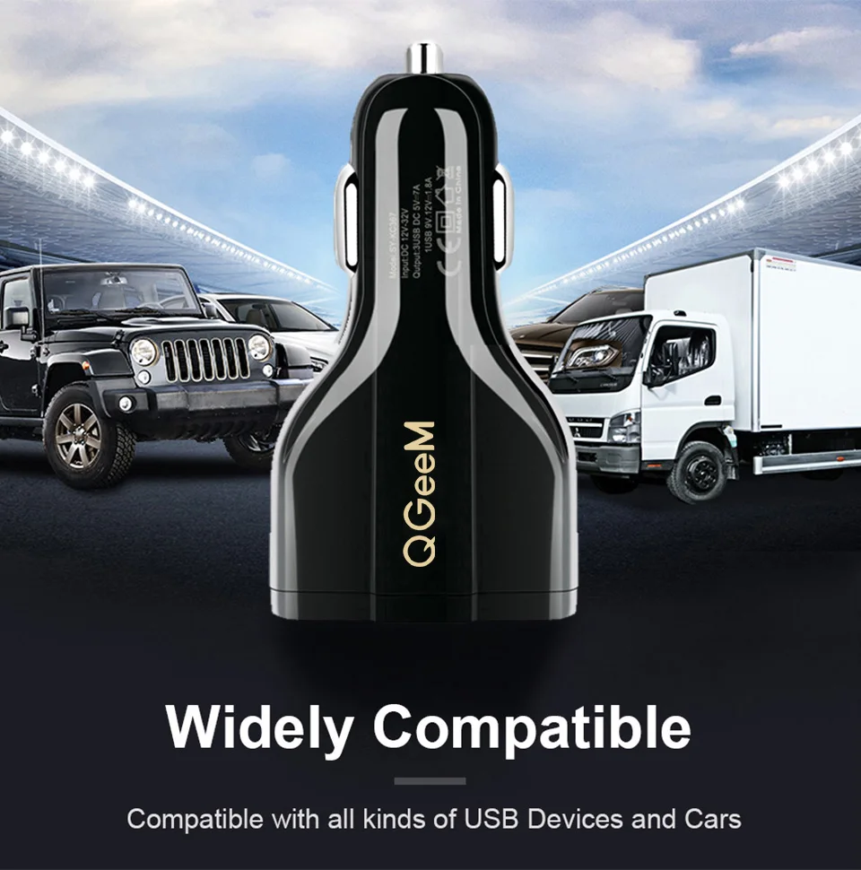 QGEEM QC 3,0 3 USB Автомобильное зарядное устройство Quick Charge 3,0 3 порта быстрое зарядное устройство для автомобильного телефона зарядное устройство адаптер для iPhone Xiaomi mi 9 Red mi