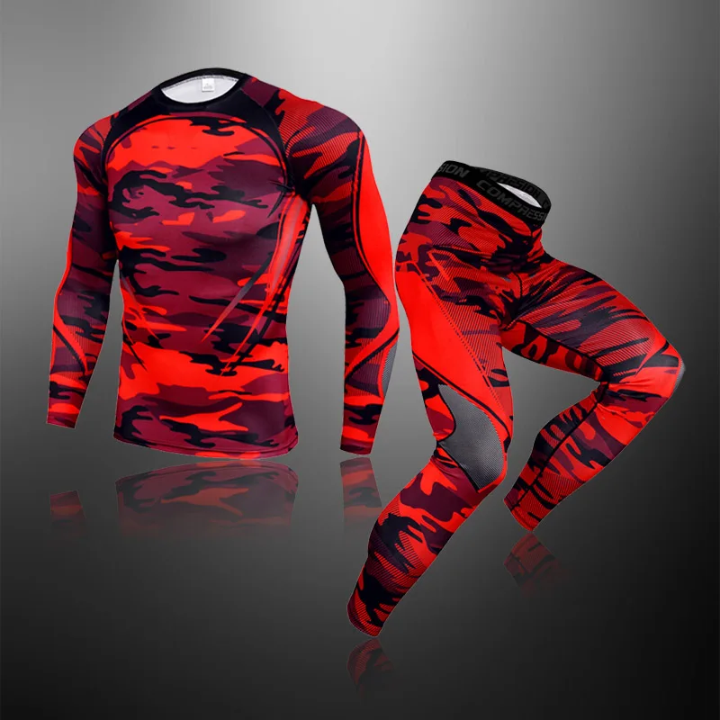 

Men's Tracksuit Gym Fitness Compression Sports Suit Clothes Running Jogging Sportwear Exercise Workout Rashguard Tights