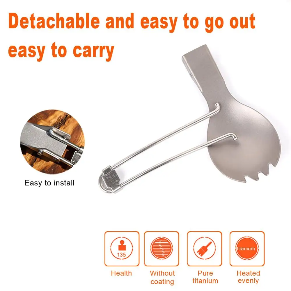 

Ultralight pure titanium outdoor camping tableware dual purpose folding lightweight rice fork spoon titanium spoon 35DC26