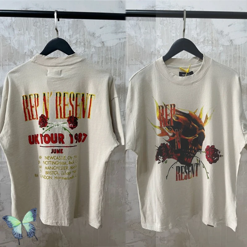 

Represent T-shirt Rose Skeleton Graghic Tour Represent T Shirt Music Theme Tops Tees 1987