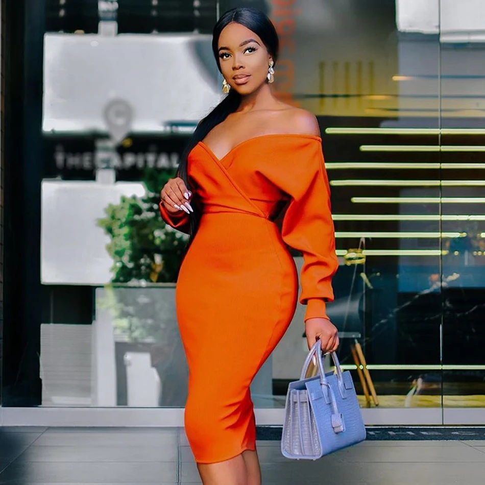 2020 Новый осень зима для женщин Бандажное платье сексуальное с v образным вырезом