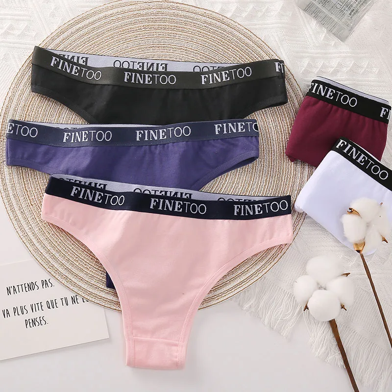 3PCS/Set Brazilian Panties Cotton Women's Underwear Sexy Suitable Female Underpants Briefs Thong Girl Solid Color Finetoo Pantys | Женская