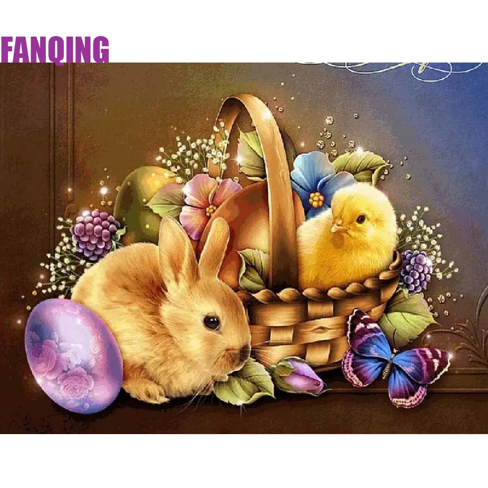 

5D Diamond Painting Rabbit Easter Eggs Full Drill Diamond Embroidery Mosaic Rhinestone Cross Stitch Arts Gift Decoration