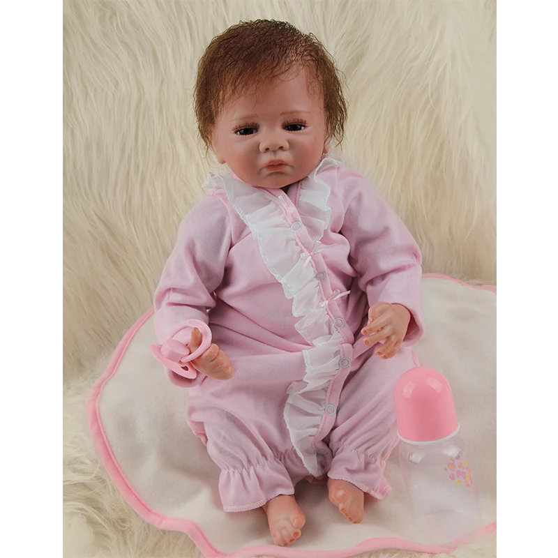 Bebe Reborn Baby Doll 50 Cm 20 Inch Vinyl Silicone Realistic Girl With Open Eyes Soft Cloth Mohair Hair Toy Fashion Gift |