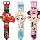 Часы Детские с 3D проекцией, резиновые цифровые наручные для мальчиков и девочек, с изображением принцессы Эльзы