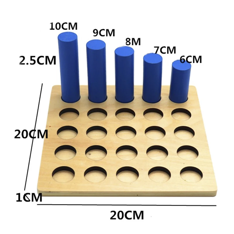 

Montessori children's early education color shape sensory toys cylindrical geometric ladder teaching wooden educational toy