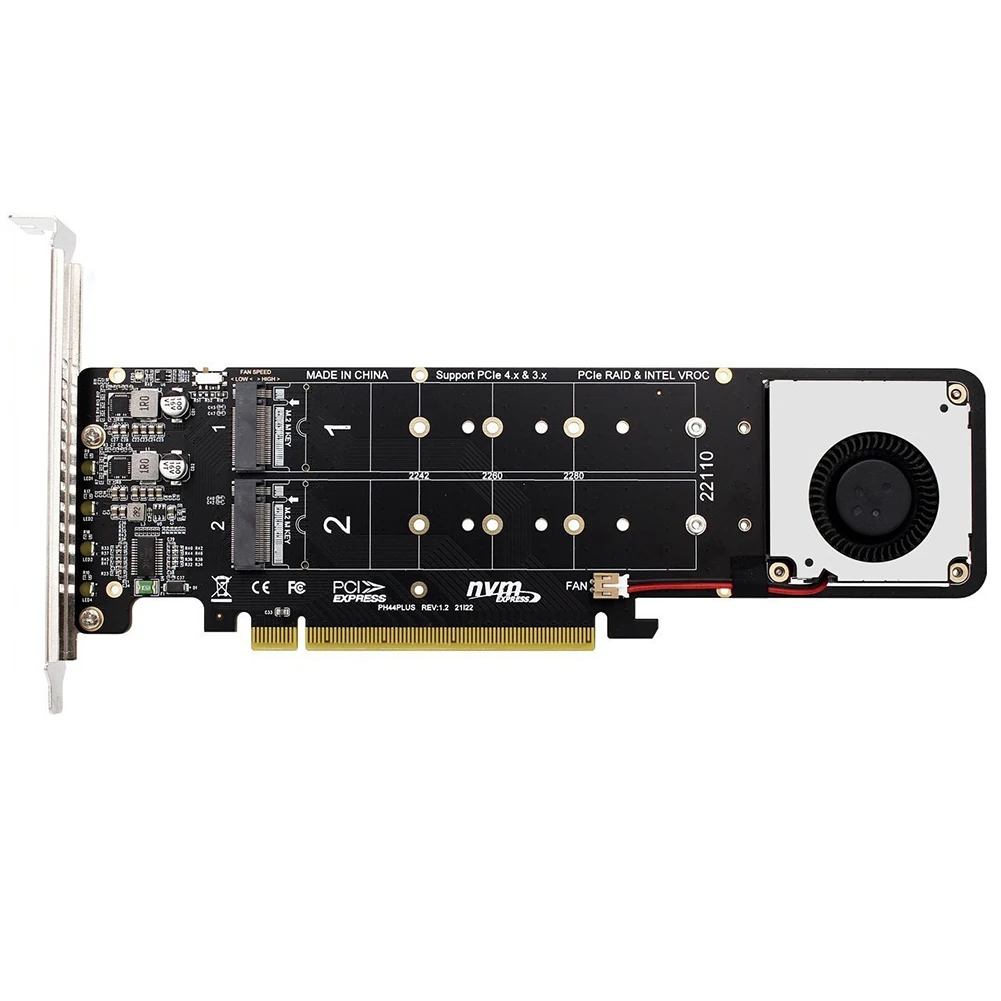 

Двусторонняя 4-дисковая плата PCI-E 16x к NVME M.2 MKEY SSD RAID с расширением