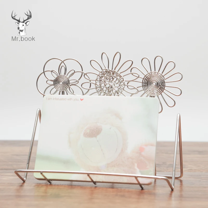 

Настольная полка из нержавеющей стали, подставка для визиток, Цветочный декор, офисный Настольный держатель для визиток, украшение мобильн...