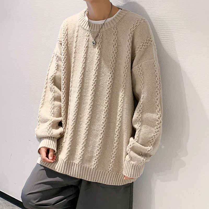 

Winter Multicolor Sweater Men Warmth Fashion Retro Knitted Pullover Men Loose Casual Long-sleeved Sweater Mens Jumper Clothes