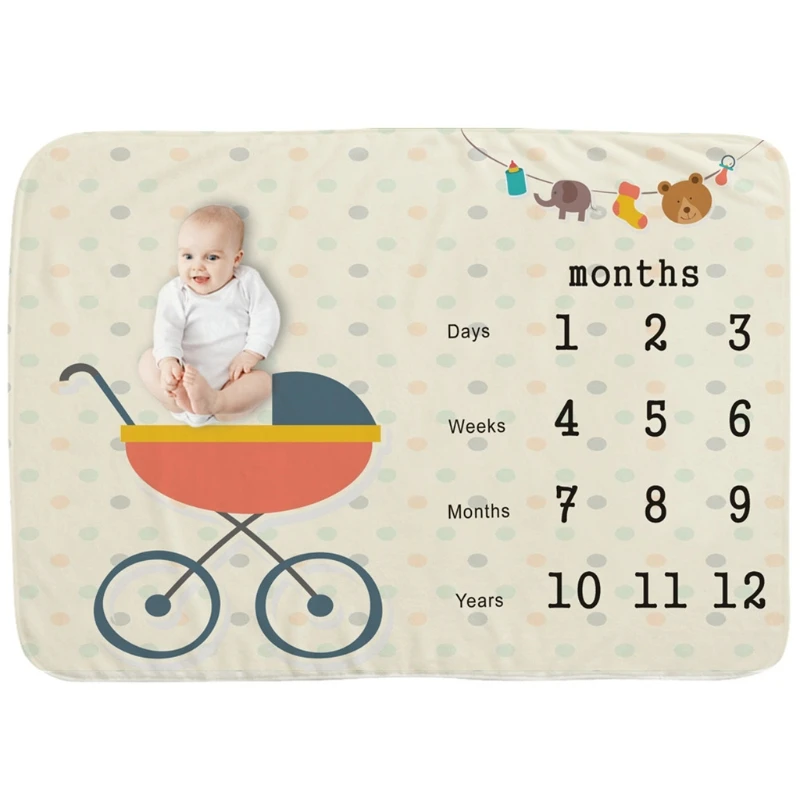 Manta de crecimiento mensual para beb&eacute;, mantas suaves para reci&eacute;n nacido, accesorios de fotograf&iacute;a, fondo creativo, regalos infantiles-3