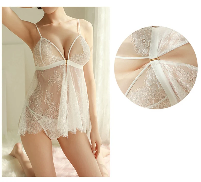 Кружева Ropa пикантные Sexo Para El см несмотря на то, что полые Женская одежда Для женщин одежда для сна ночная рубашка Ночное платье Сексуальное нижнее белье с глубоким v-образным вырезом Нижнее Белье Порно