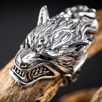 domineering mens ring silver plated wolf head biker ring for men women motorcycle party cool finger ring punk jewelry gifts