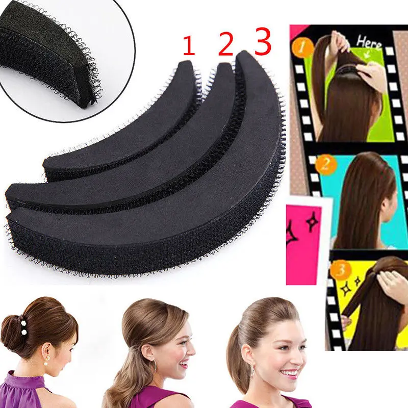 

2021new 3Pcs/set Hair Pads Hair Volume Increase Puff Hair Bun Maker Donut Magic Foam Sponge Bump Up Insert Base Hair Styling