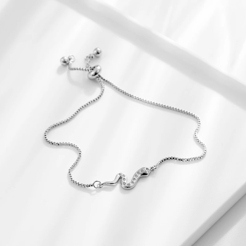 

fashion Cubic Zircon Simple snake shaped Bracelet Sliver Color Adjustable Bracelet For Women Wedding Party Jewelry 2021 trend
