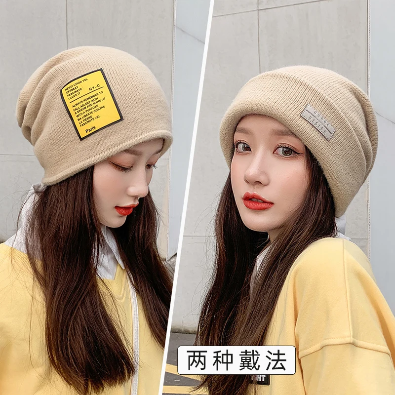 

Solid Color Knitted Winter Hats Women Winter Imitation Angora Rabbit Fur Hat Thicken Beanies for Men Plus Velvet Fleece Cap