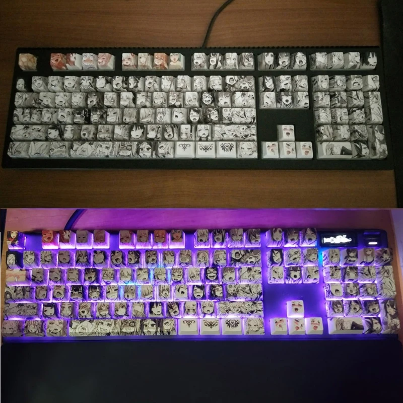 

PBT 108 key Ahegao Keycap Dye Sublimation OEM Profile Japanese Anime Keycap For Cherry Gateron Kailh switch Mechanical Keyboard