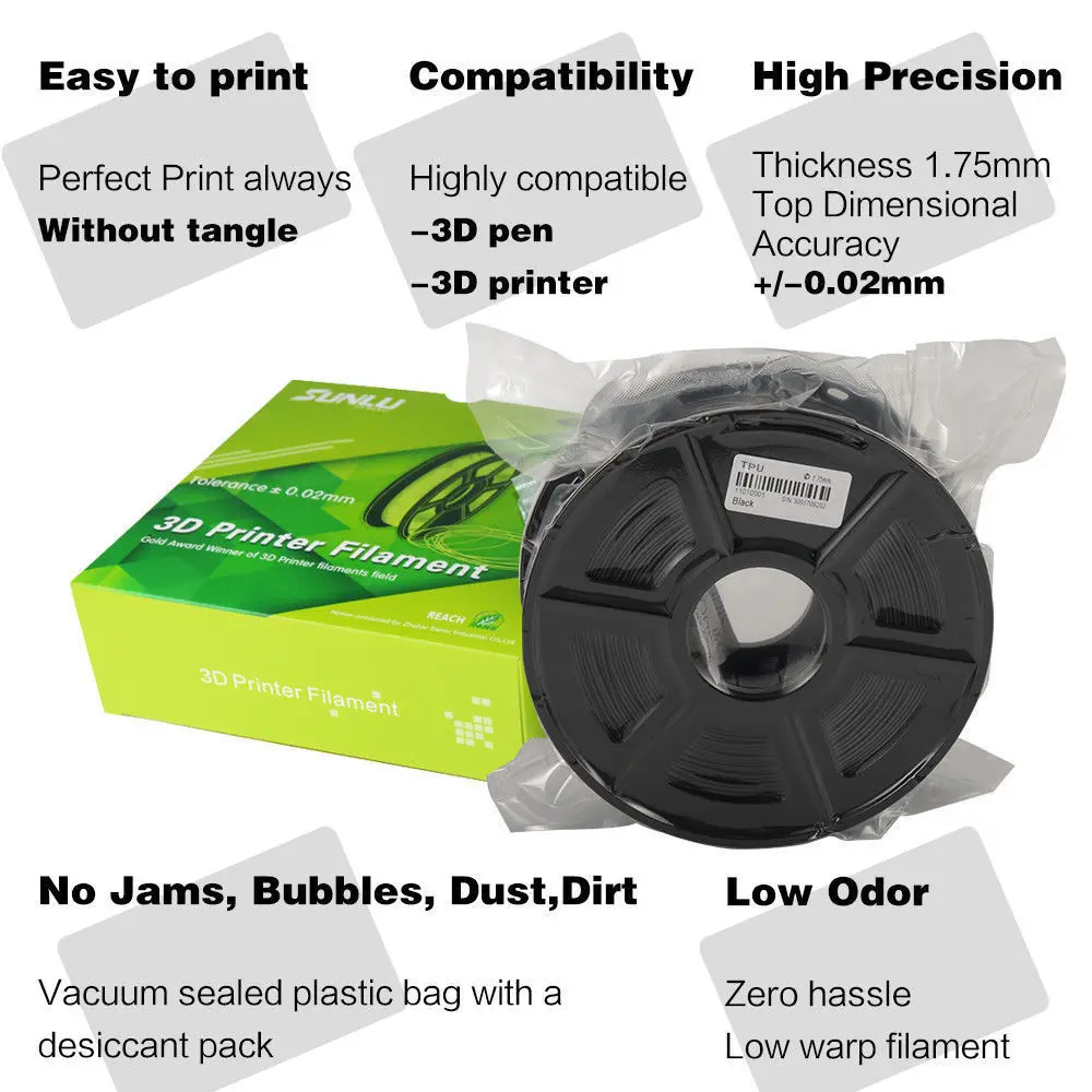 Нить из ТПУ Белого цвета гибкая 0 5 кг/рулон нетоксичный материал для 3D принтера 1 75