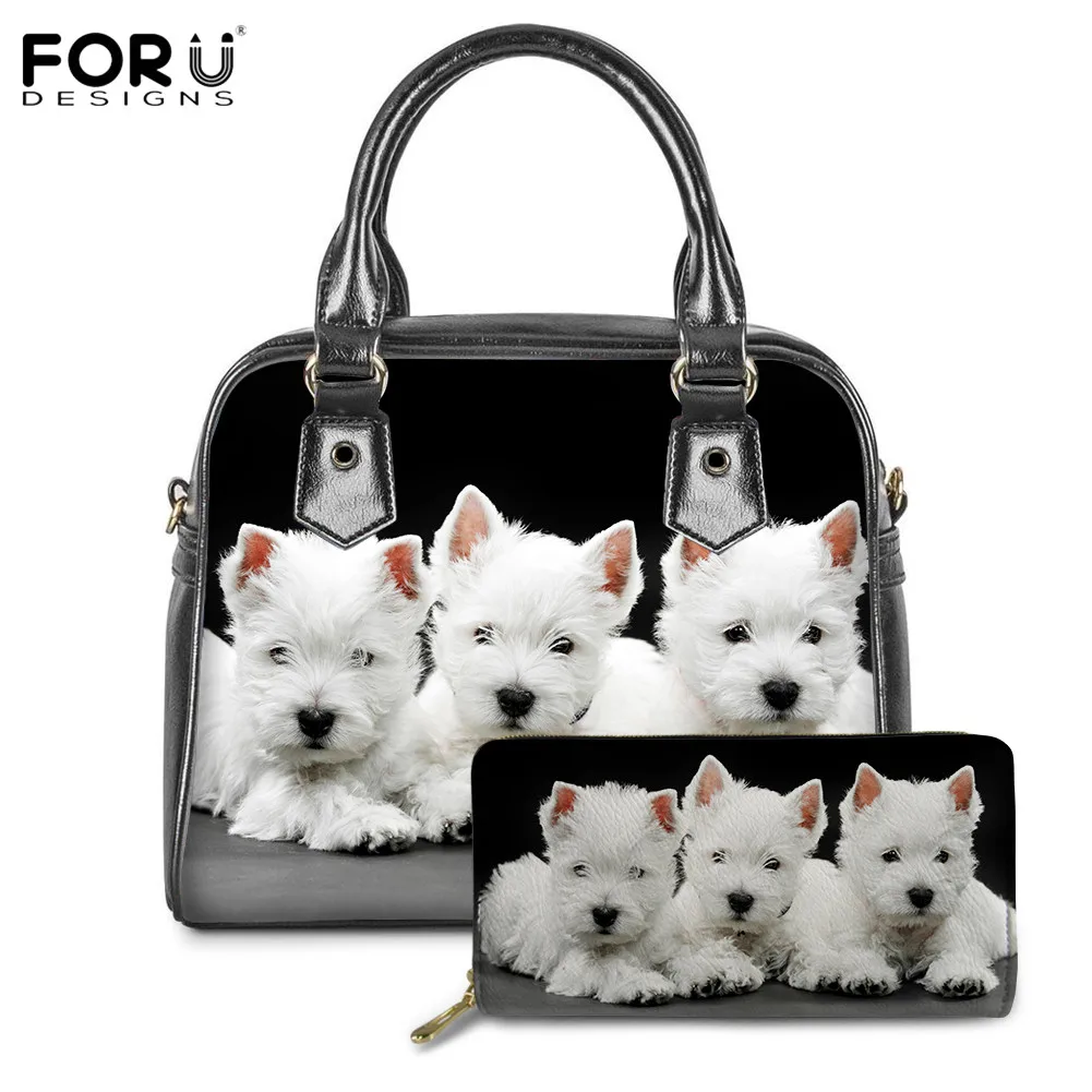 FORUDESIGNS/Западная белый терьер узор женские туфли из искусственной кожи с острым