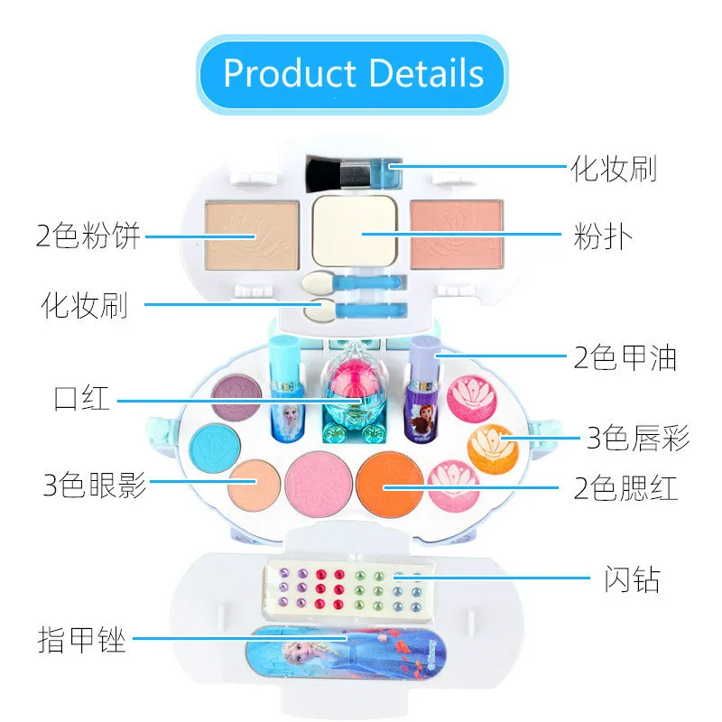 Новинка 2020 Детская косметичка для макияжа Анны и Эльзы из мультфильма Принцесса