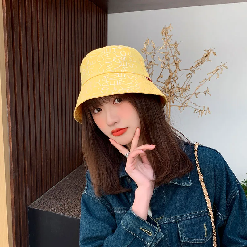 

2021 spring Women's bucket hat Unisex Bob Caps Hip Hop Gorros Men's panama Summer Hat Beach Sun Fishing boonie Soft letter cap