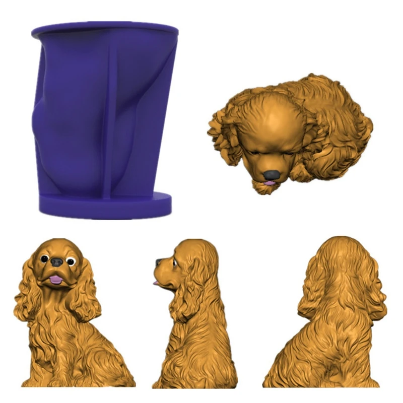

3D Cute Dog Home Decorations Resin Mold DIY Crafts Plaster Candle Silicone Mould
