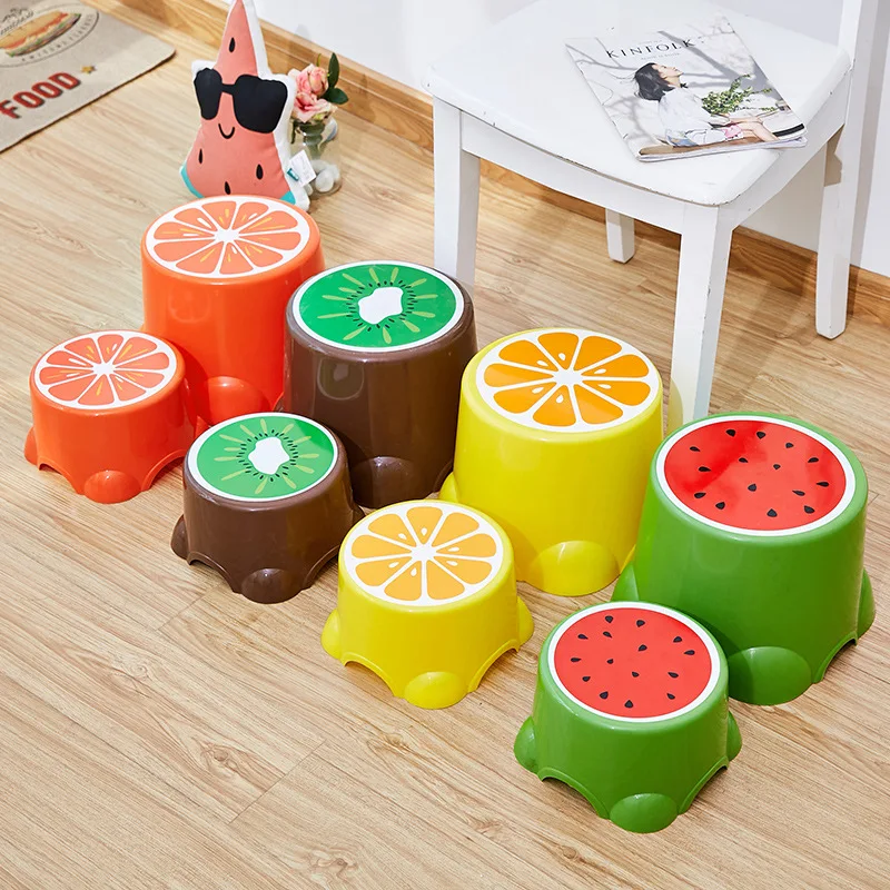 

Household Thickened Plastic Stools Children's Cartoon Stools Adult Low Stools Shoe-changing Stools Creative Fruit Shape Benches