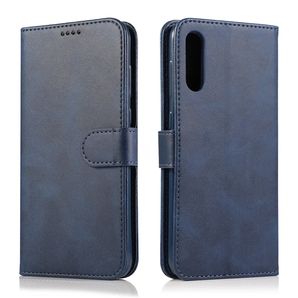 Ручной работы кожаный чехол для samsung Galaxy A50 A30 A10 A20 A40 A60 A70 держатель для карт бумажник чехол для samsung A10S A20S A30S A40S - Цвет: Blue
