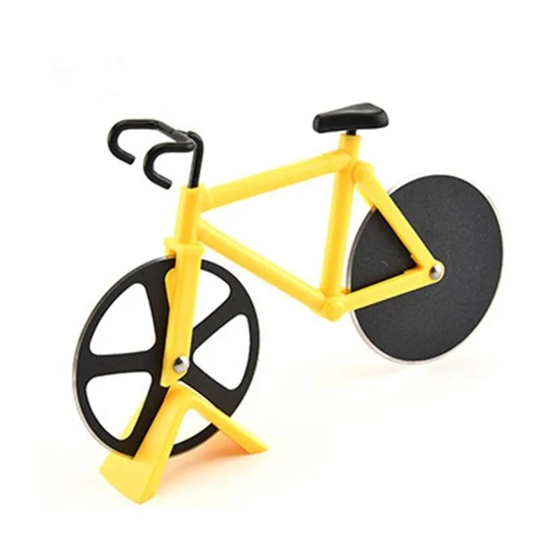 

Bike Round Pizza Cutter Knives Steel Pizza Knife Two-wheel Cutting Bicycle Pizza Slicer Knife Shape Tools Pizza I9S9