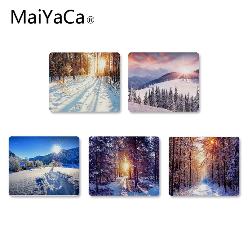 

MaiYaCa Landscape with winter forest and bright sunbeams Rubber Pad to Mouse Game gaming Mouse pad Rug For PC Laptop Notebook