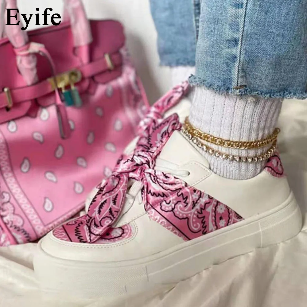 

Eyife Women's New Trendy Sneakers 2021 Autumn Floral Print Ladies Round Toe Patchwork Casual Shoes 36-43 Large-Sized Sport Flats