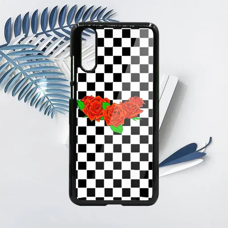 

Black Checkerboard white Checkered Phone Case PC For Samsung galaxy S note 8 9 20 10 e lite2019 plus pro ultra