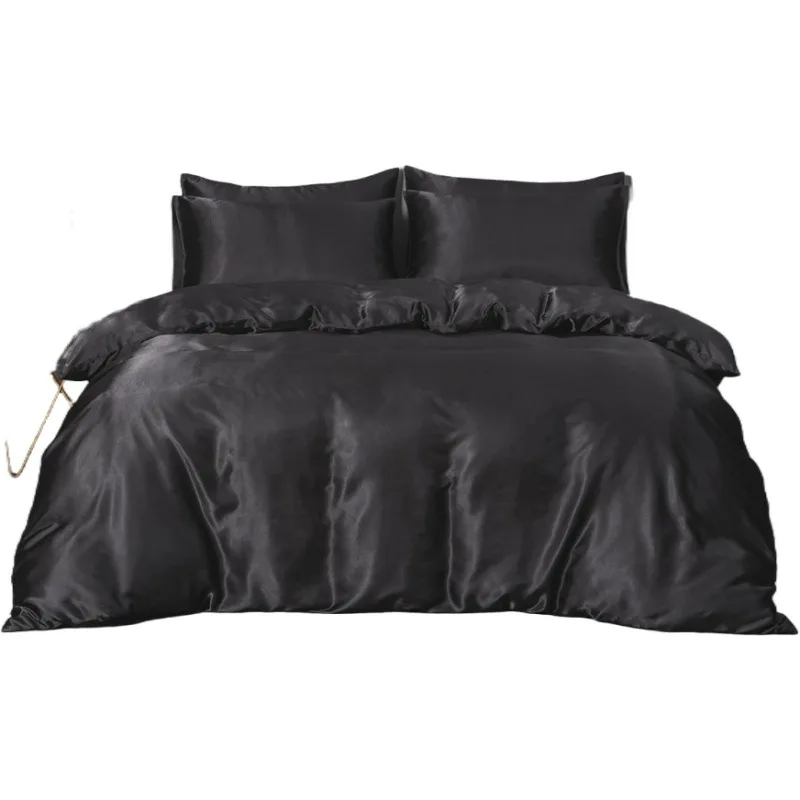 

Elastic Silk Duvet Cover and Pillowcases Bedding Sets 3 Pcs Set Twin Queen King Teenager Quilt Cover Set 2021 Europe America Hot