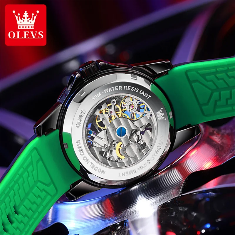 OLEVS Fashion Men Business HD Luminous Hands Depth Waterproof Silicone Strap Automatic Mechanical Wristwatches Reloj Hombre enlarge