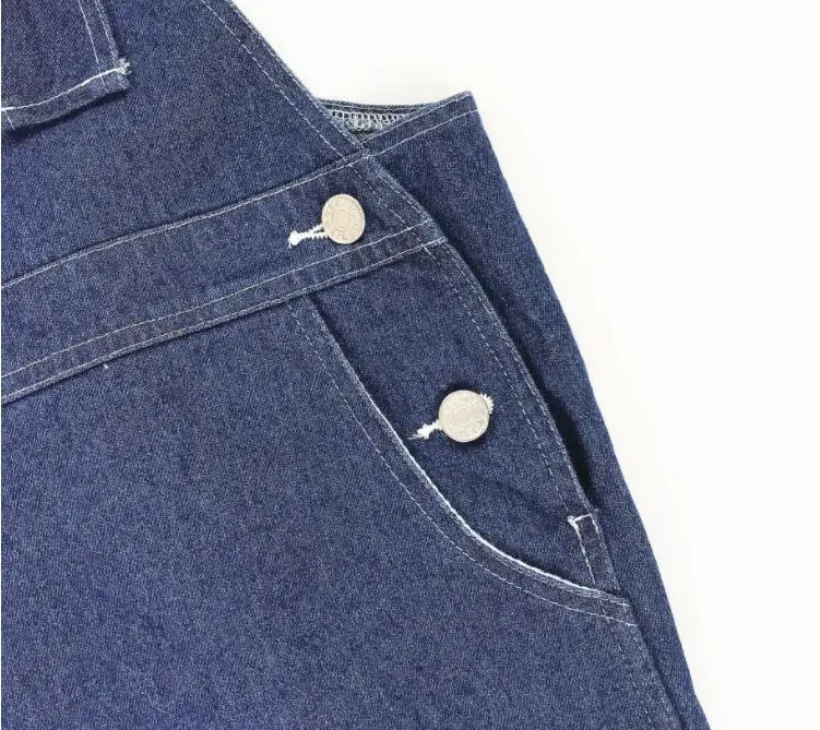 

Vintage Dark Blue Sunrise Embroidery Strap Loose Denim Dress Women