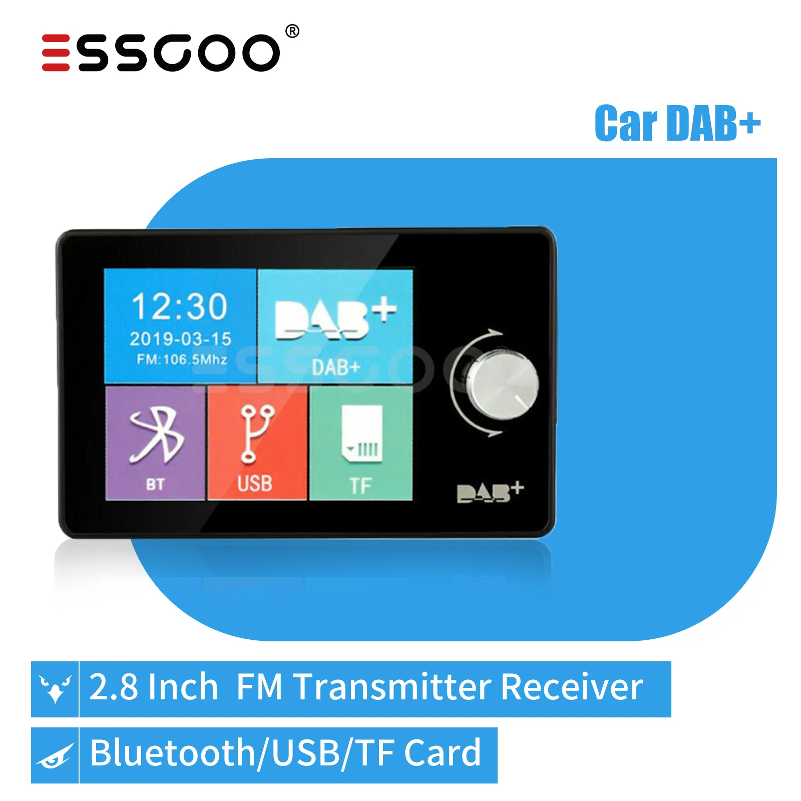 ESSGOO 2 8 дюймовый автомобильный DAB + Автомобильный радиоадаптер Bluetooth беспроводной