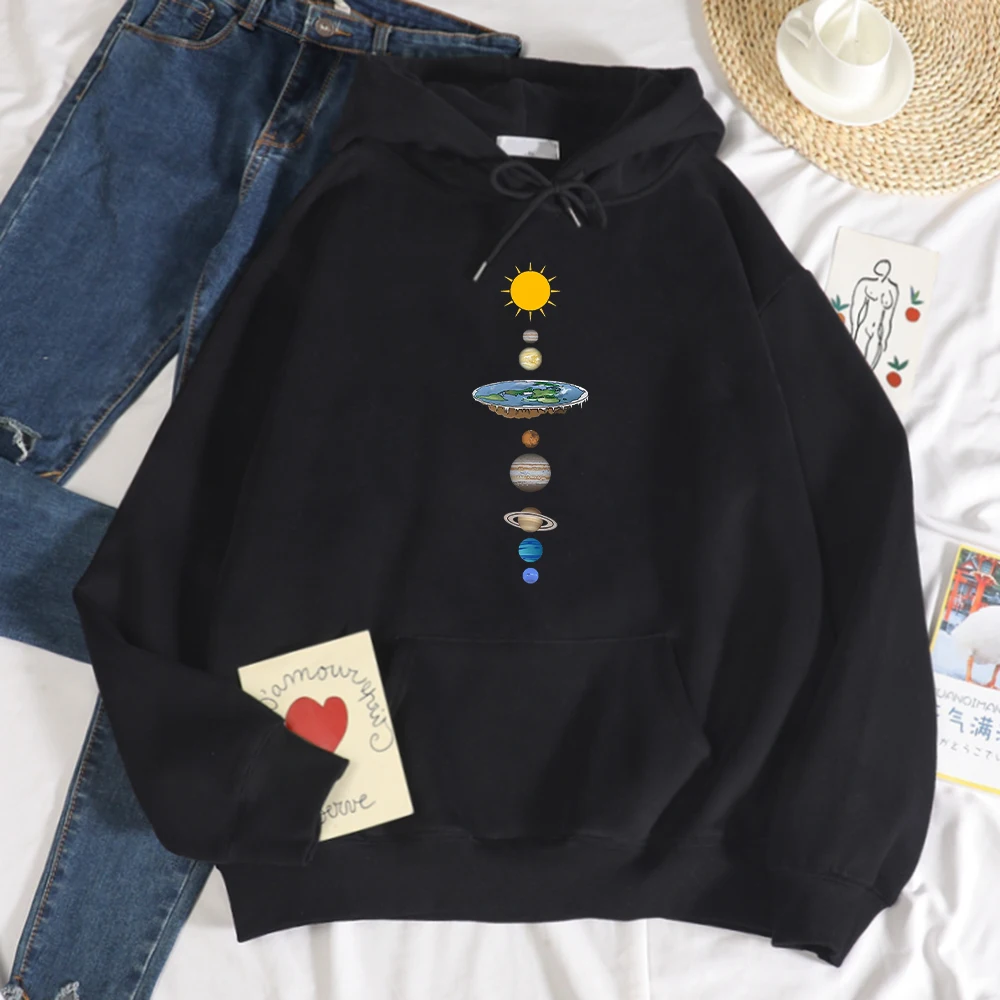 

The Eight Planets Of The Solar System Print Hoodie Women's Loose Autumn Hoody Simple Sweatshirt Street Crewneck Tops Men