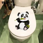 YOJA 18,9  22,7 см Панда Ест бамбук наклейки для стены в гостиной творческий мультфильм туалет Декор T1-2846