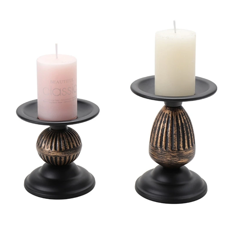 

2 Pcs Retro Desktop Candle Holders Tea Light Household Decorations Classic Candles Display Stand Wax Candles Decor Candlestick H