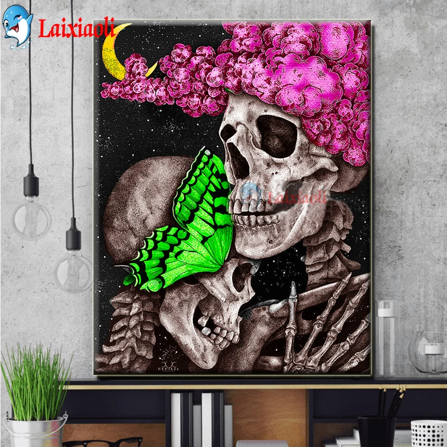 

Алмазная живопись с черепом, поцелуем, бабочкой, девочкой, полная, квадратная, круглая Алмазная вышивка, разные любовь, мозаика «сделай сам»,...