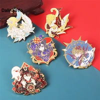 game genshin brooch pins impact venti keqing xiao ganyu pins metal badge button collection medal pendant souvenir cosplay gift