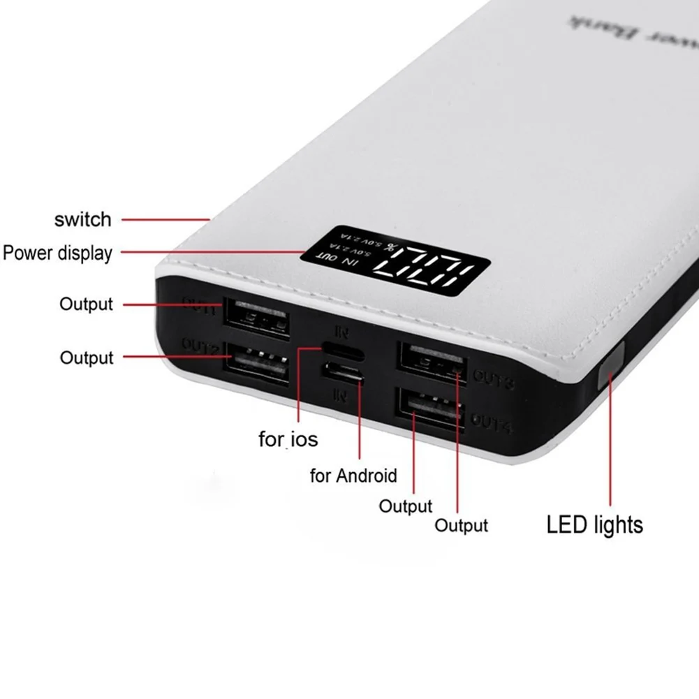 Внешний аккумулятор на 9600 мА · ч с 4 USB портами и ЖК дисплеем|Перезаряжаемые