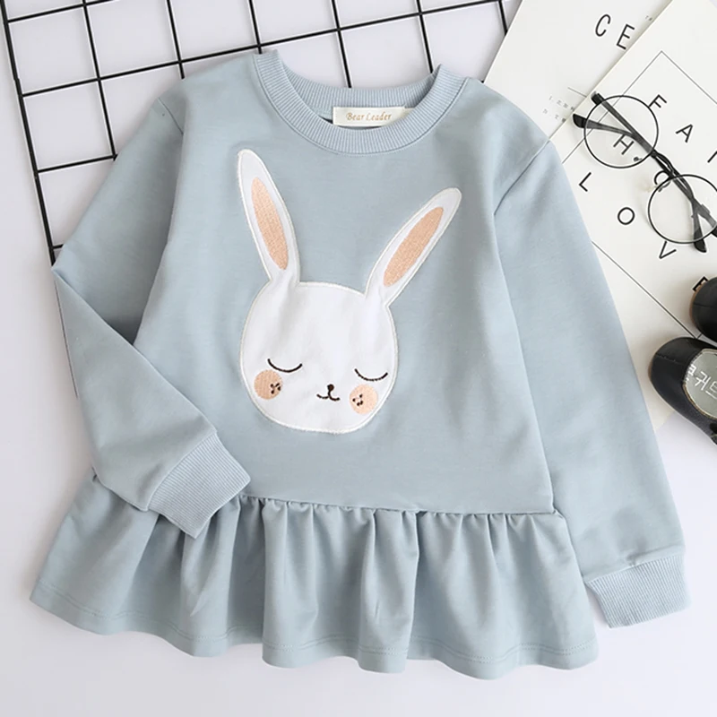Bear Leader Girls Dress 2020 New Spring Brand Clothes Long Sleeve Bunny Rabbit Lace Strip Design Children Clothing | Детская одежда и