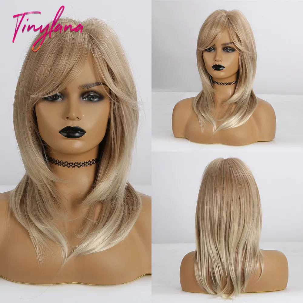 Крошечный парик средней длины для волос LANA коричневый блонд смешанный цвет