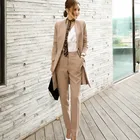 Новые корейские Деловые женские облегающие однотонные строгие брюки и штаны, офисная Рабочая одежда, комплект из 2 предметов