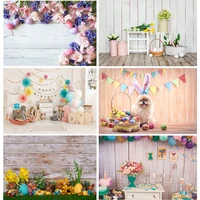 spring easter photography backdrop rabbit flowers eggs wood board photo background studio props 2021318fh 55